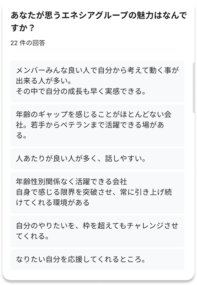 社員アンケートの回答結果スクリーンショット